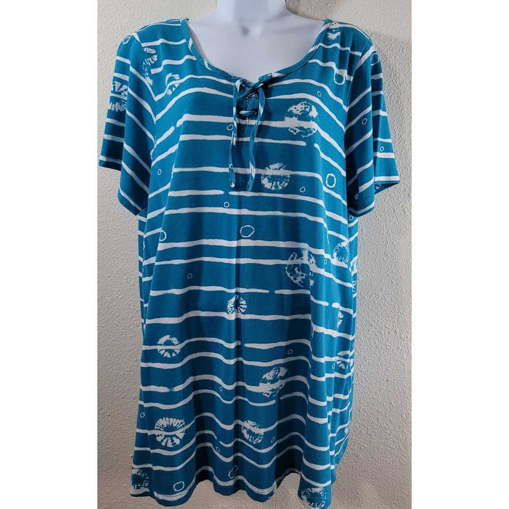 Other Woman Within Teal White Striped Round Neck … - image 1