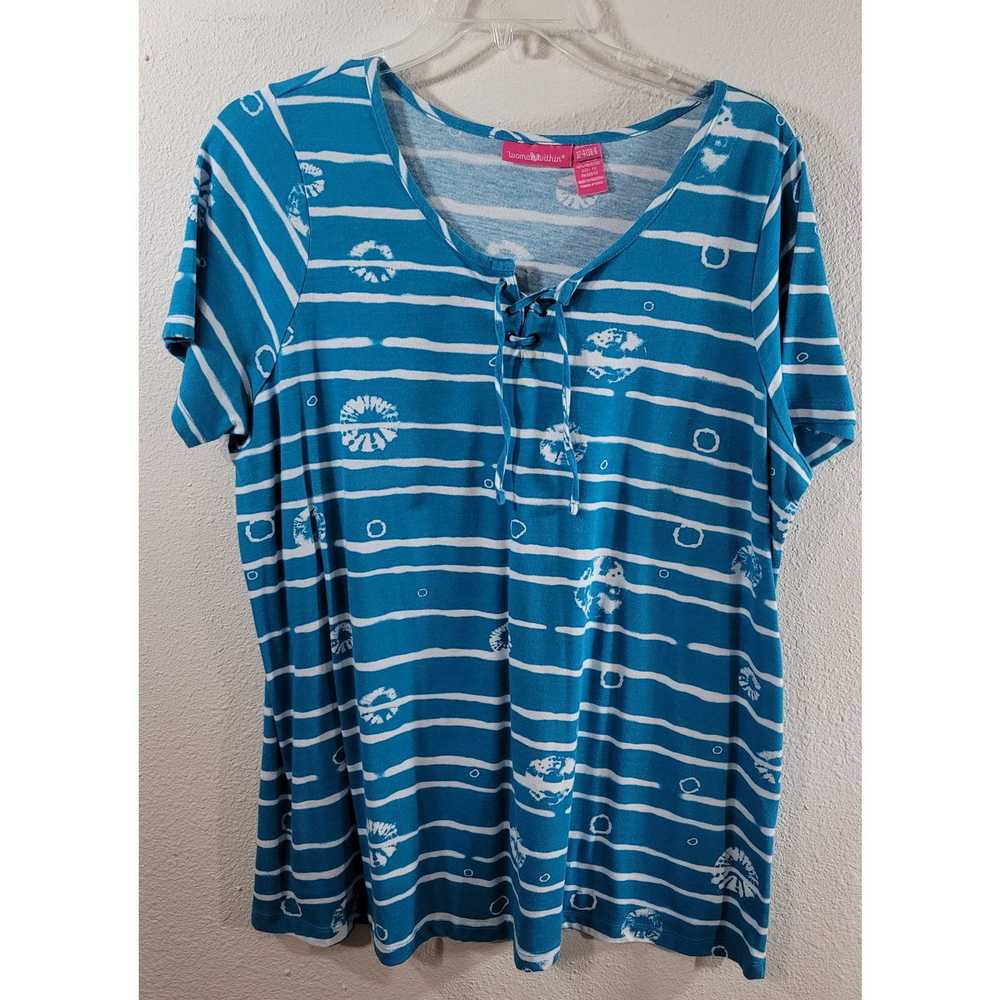 Other Woman Within Teal White Striped Round Neck … - image 6