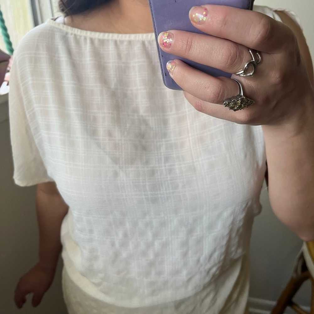 cream sheer minimalist blouse - image 3