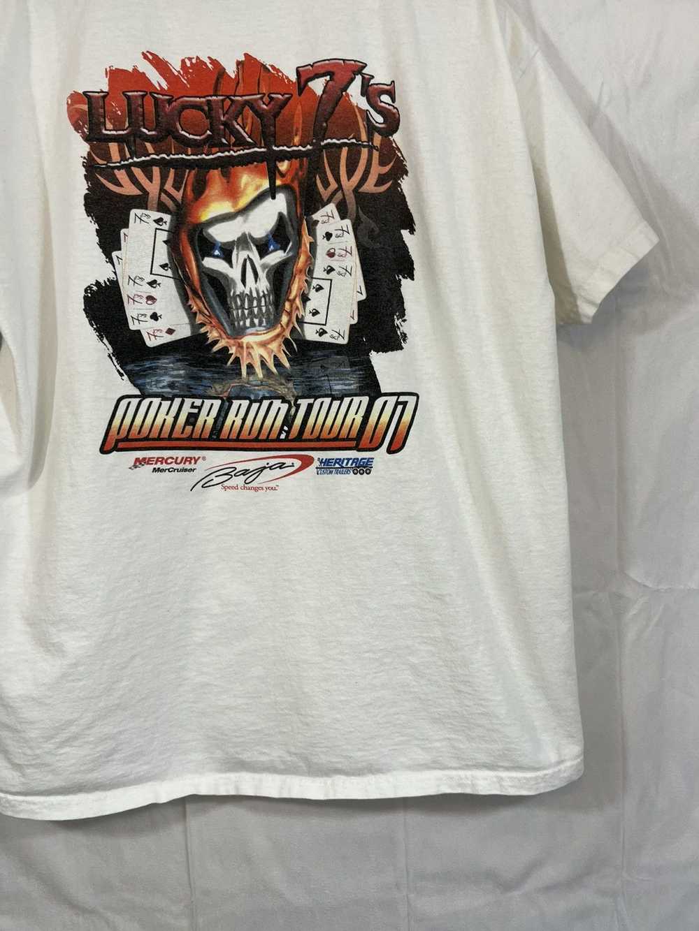 Vintage Faded Lucky 7 Poker Tour Y2K Skull Tee - image 11