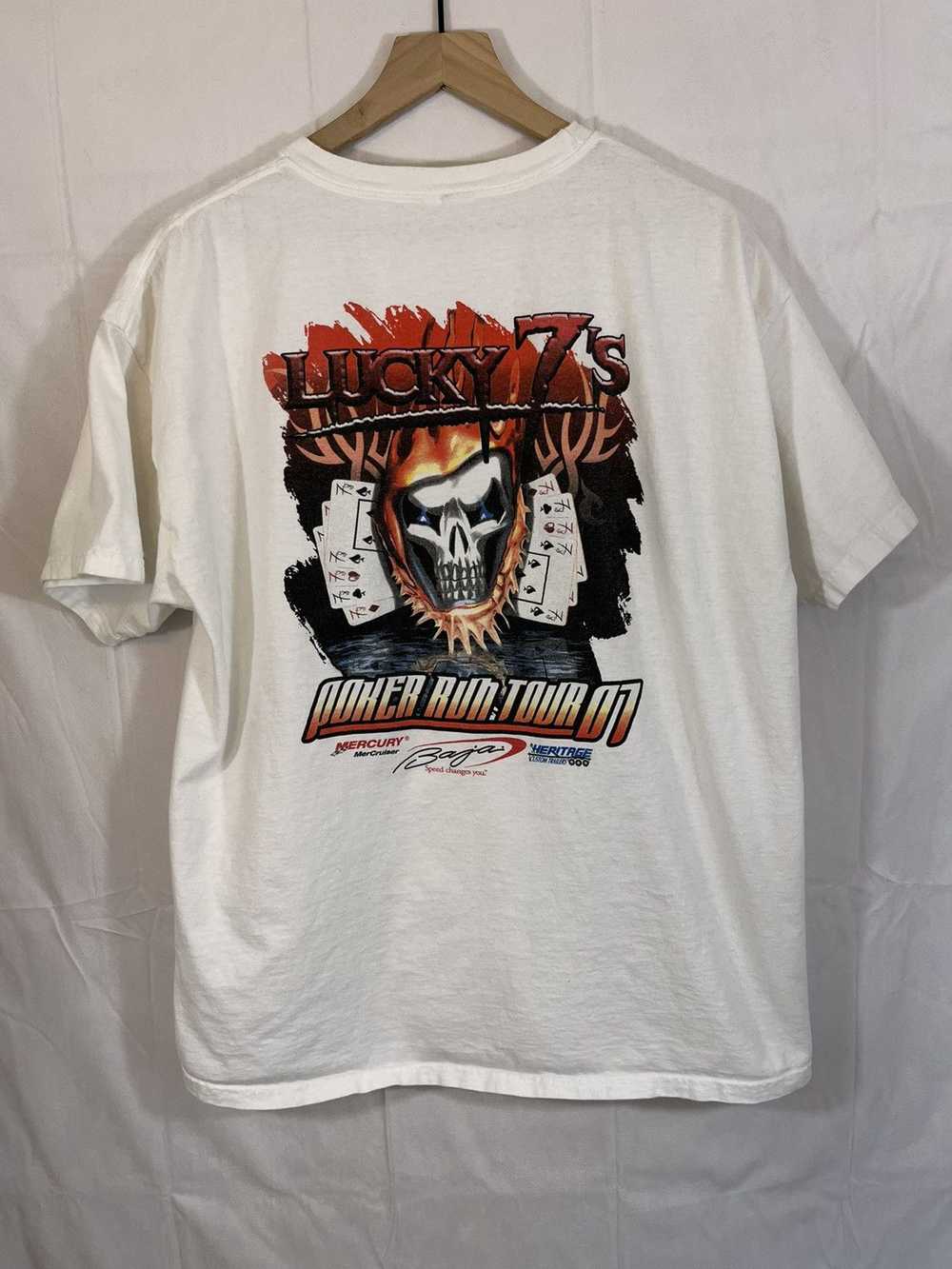 Vintage Faded Lucky 7 Poker Tour Y2K Skull Tee - image 1