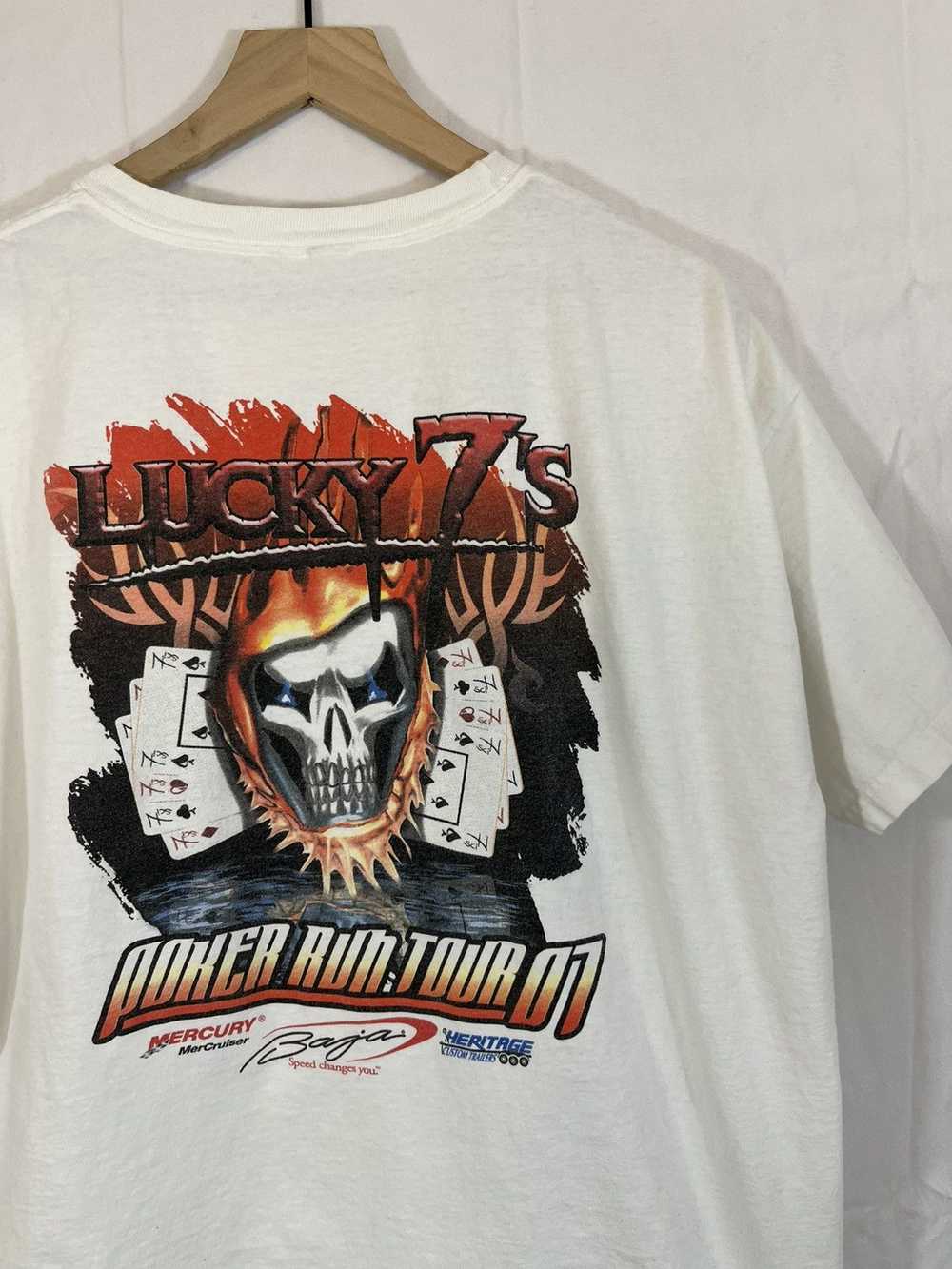 Vintage Faded Lucky 7 Poker Tour Y2K Skull Tee - image 8