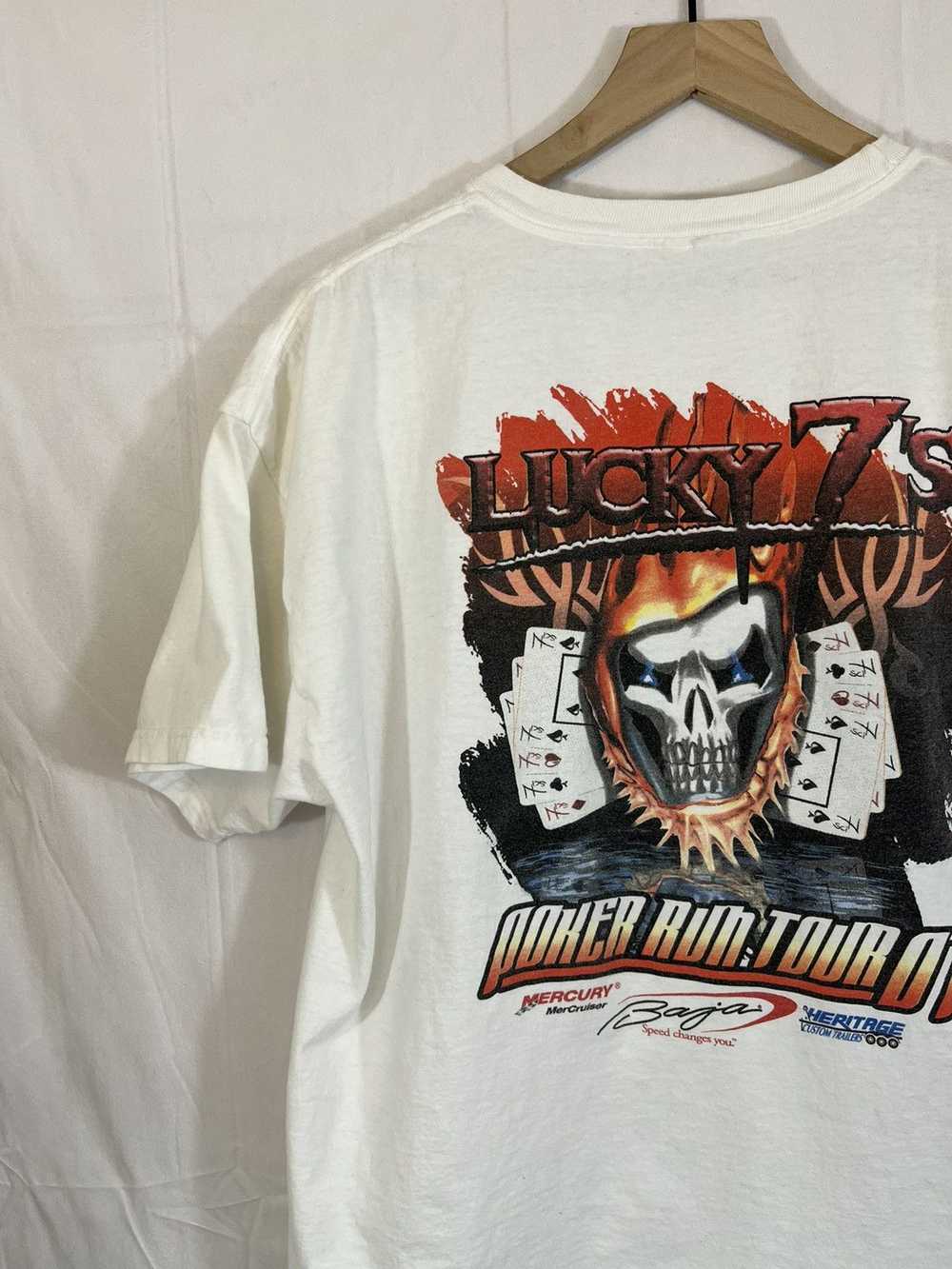 Vintage Faded Lucky 7 Poker Tour Y2K Skull Tee - image 9