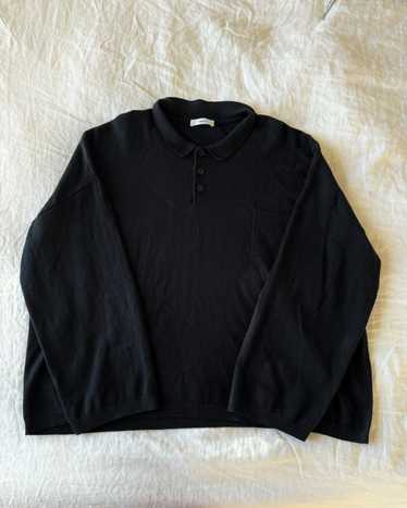 Unlisted COMMAS cotton/linen polo shirt in black