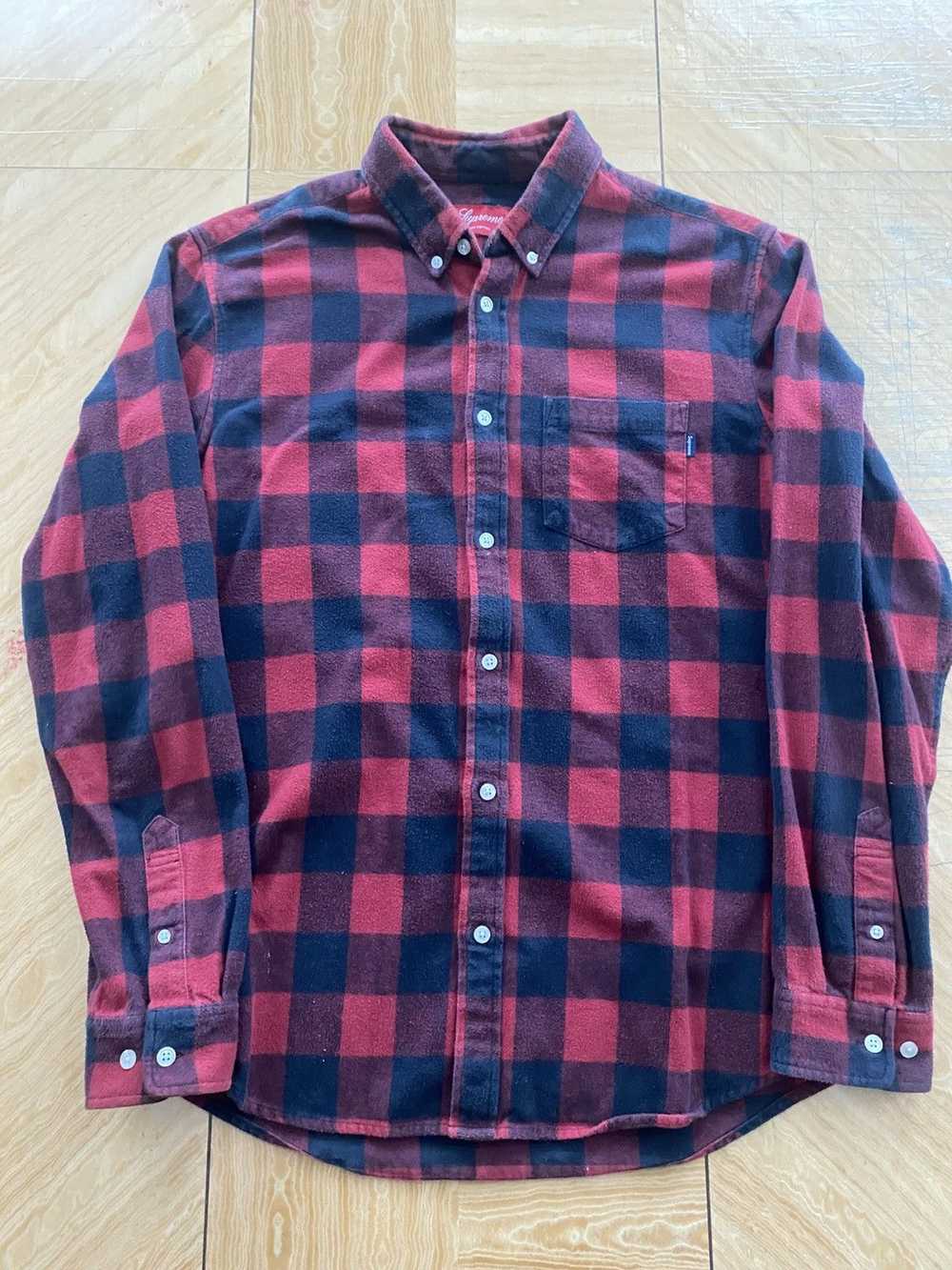 Supreme Supreme 2008 Red Buffalo Plaid Flannel Bu… - image 1