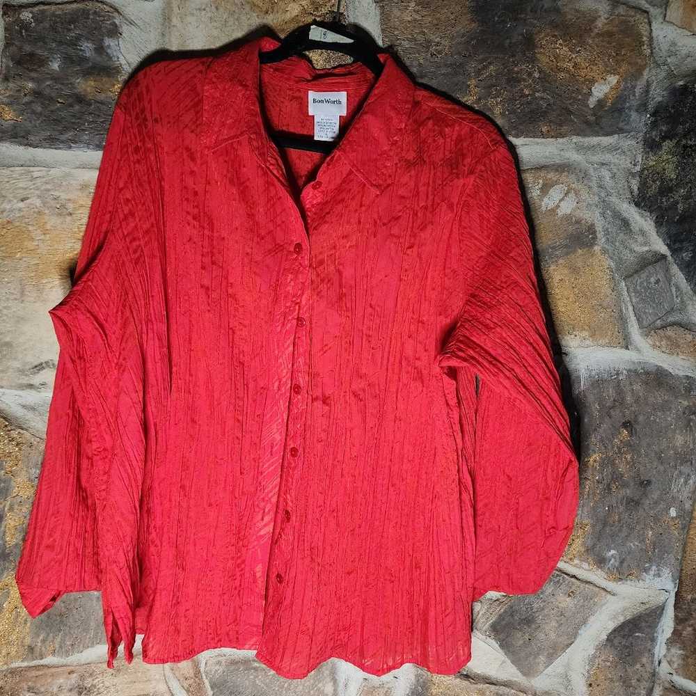 Bon worth red button down top - image 1