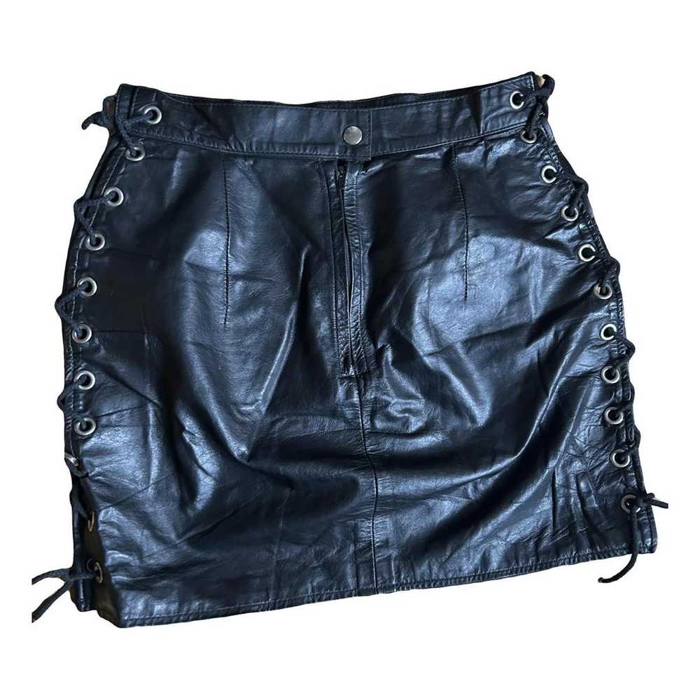 Non Signé / Unsigned Leather mini skirt - image 1