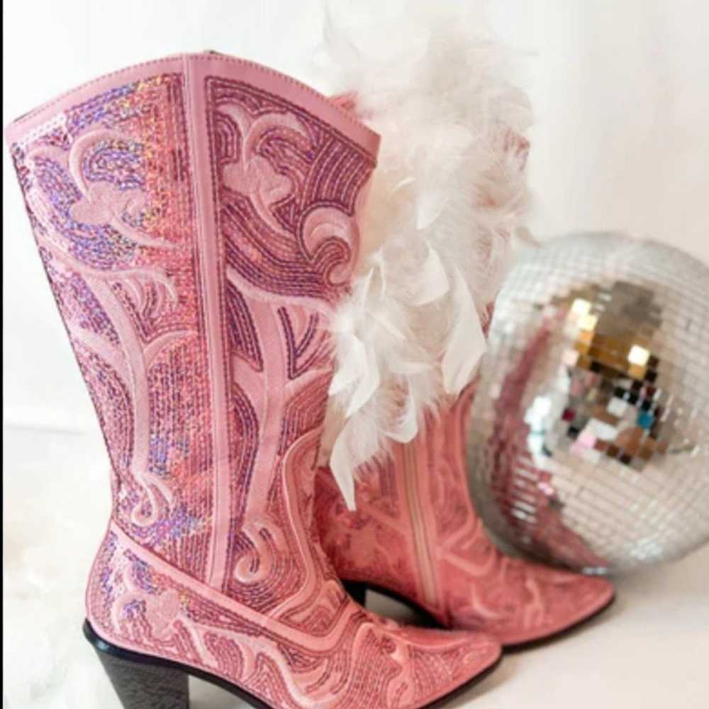 New pink cowgirl boots - image 4