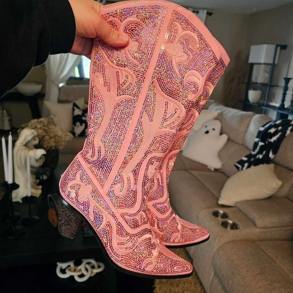 New pink cowgirl boots - image 5