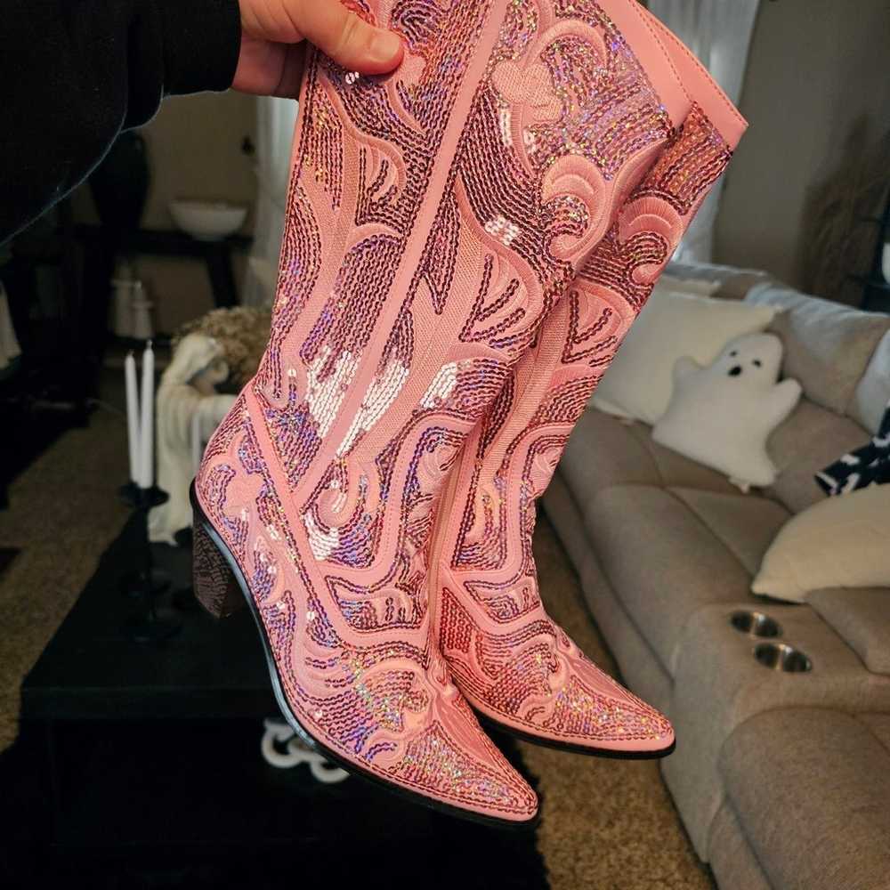 New pink cowgirl boots - image 6