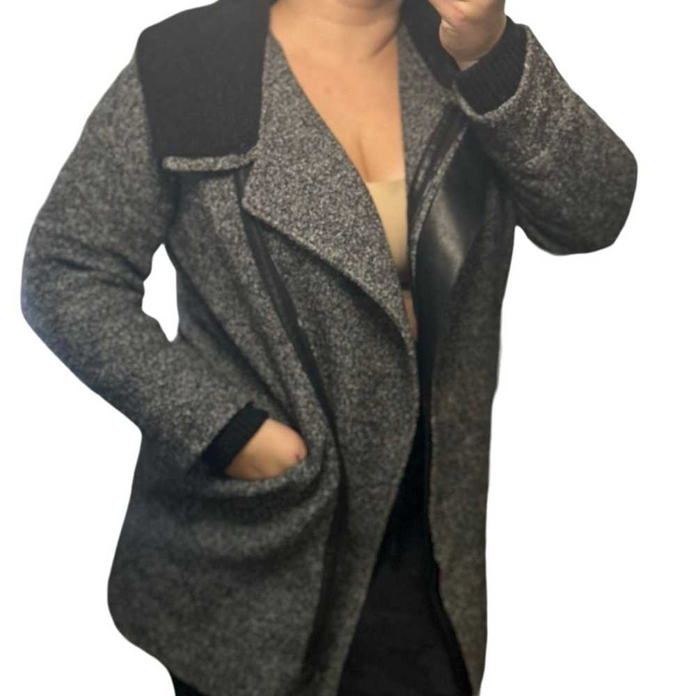 Vince Vince Wool Pea Coat Shawl Collar Gray Black… - image 2