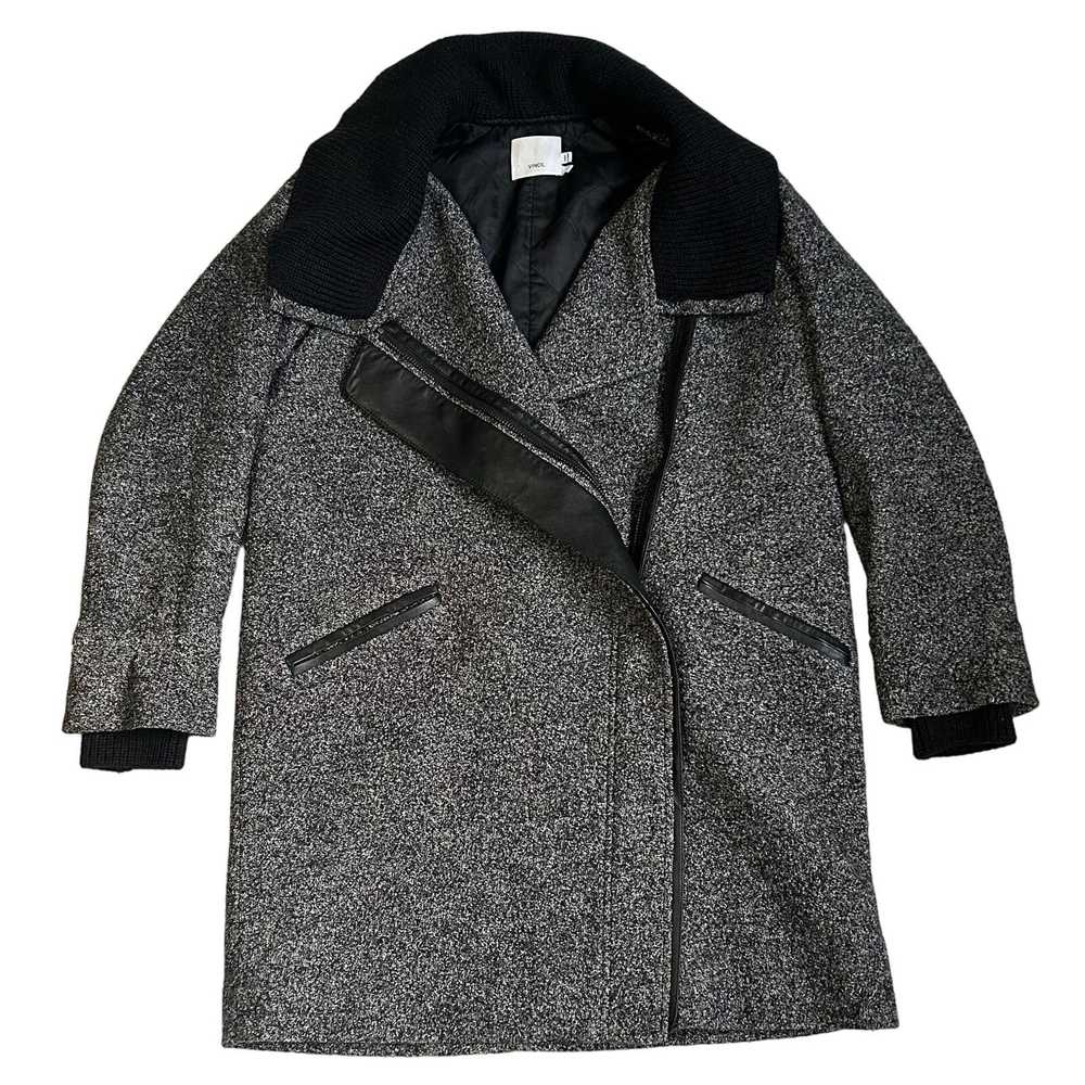 Vince Vince Wool Pea Coat Shawl Collar Gray Black… - image 3