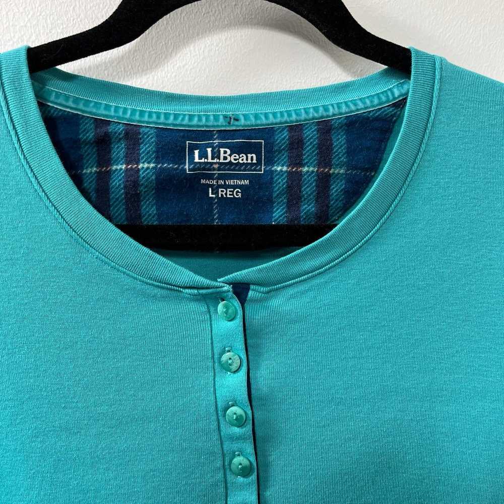 L.L. Bean Timeless Teal Henley [size L] - image 1