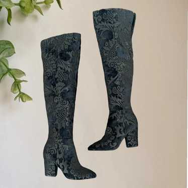 Nine West Witchy Whimsygoth Black Gray Paisley Kn… - image 1