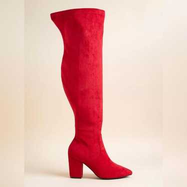 Torrid Plus size Red suede over the knee thigh hi… - image 1