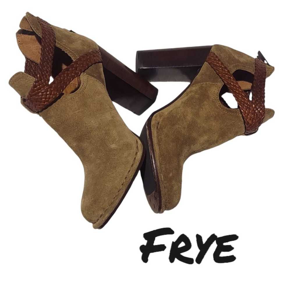 Frye booties brown micro suede womens size 7 - image 1