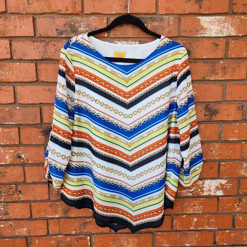 Rudy Rd Blouse Women Size Large Multi Color Asymm… - image 1