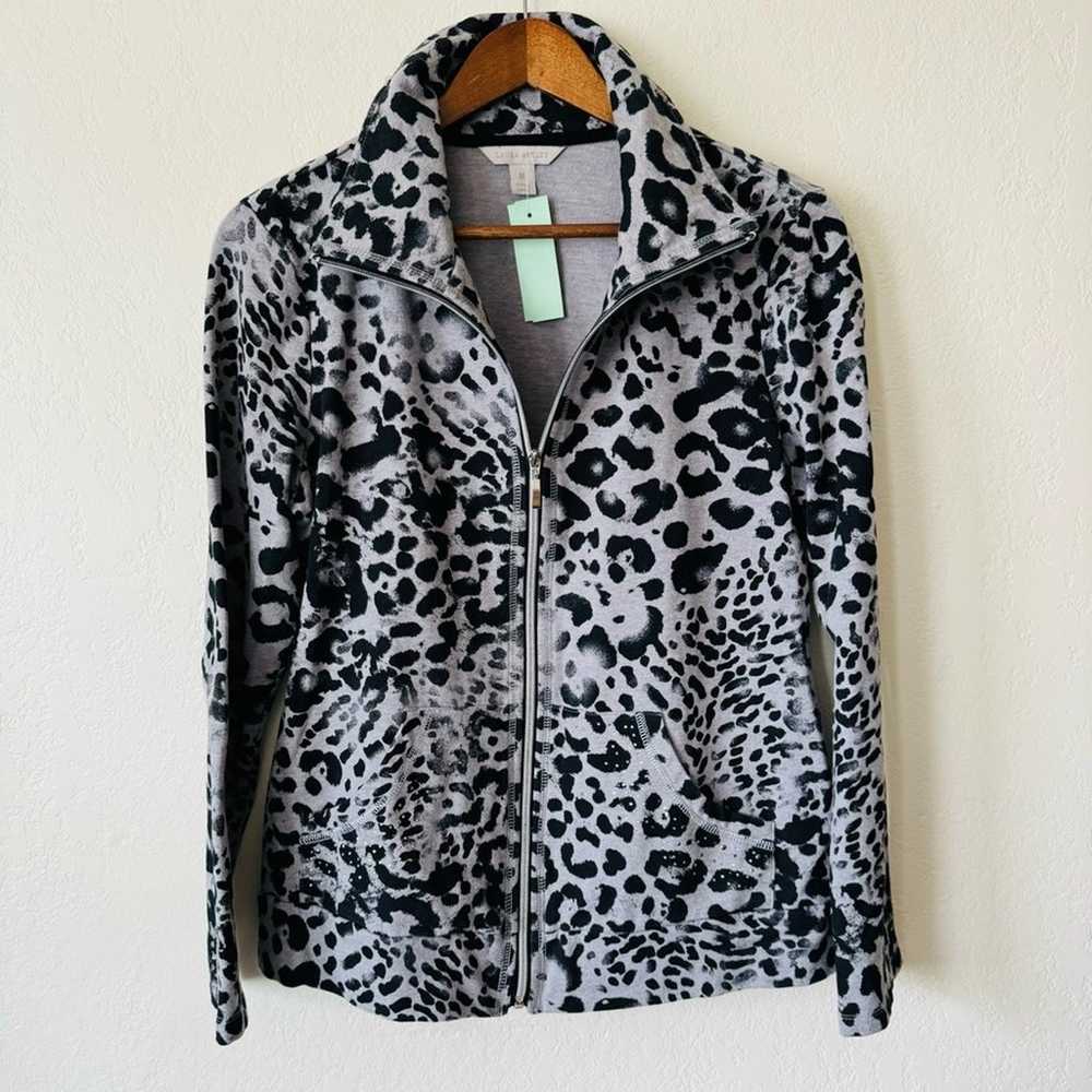 Laura Ashley | leopard zip up sequin top - image 1