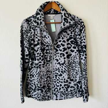 Laura Ashley | leopard zip up sequin top - image 1