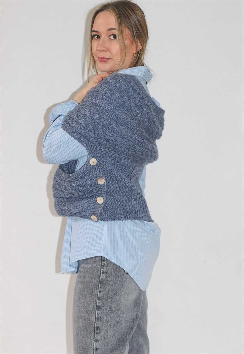 Wrap Around Merino Irish Wool Aran Knitted Shawl - image 4