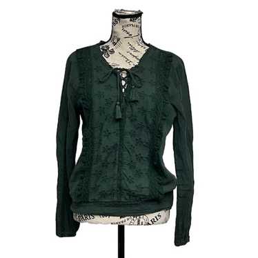 American Eagle Womens Green Crochet Eyelet Boho Pe