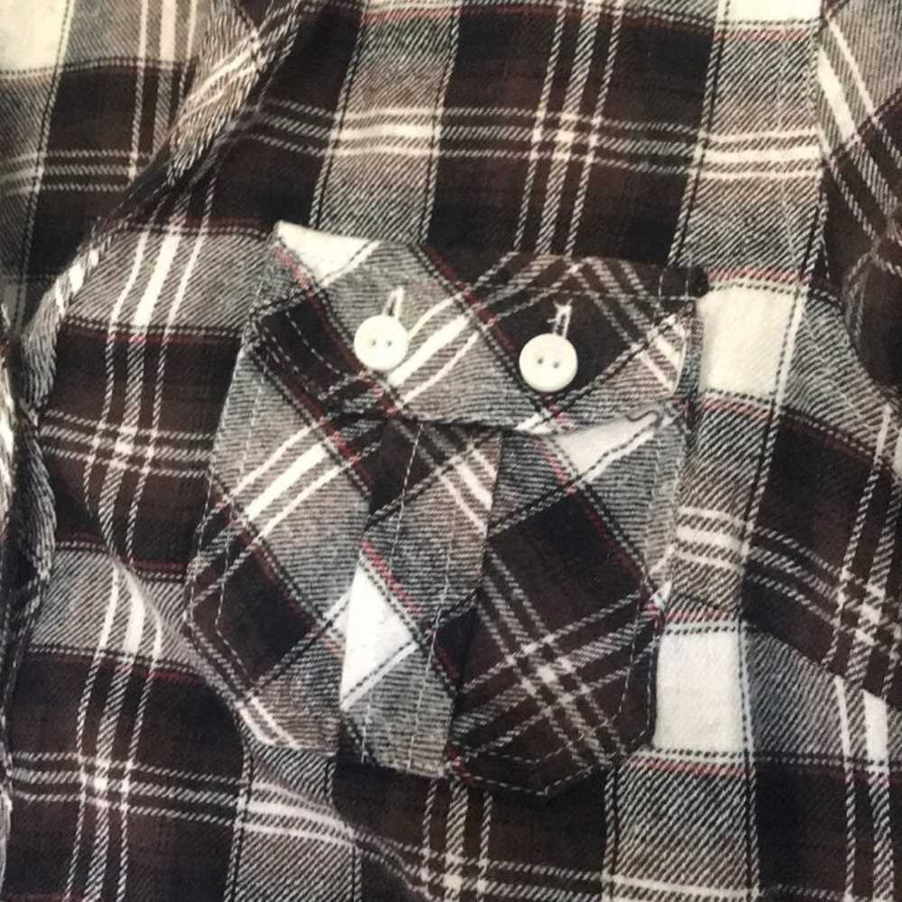 CHOCOLATE PLAID BUTTON DOWN SHIRT - image 2