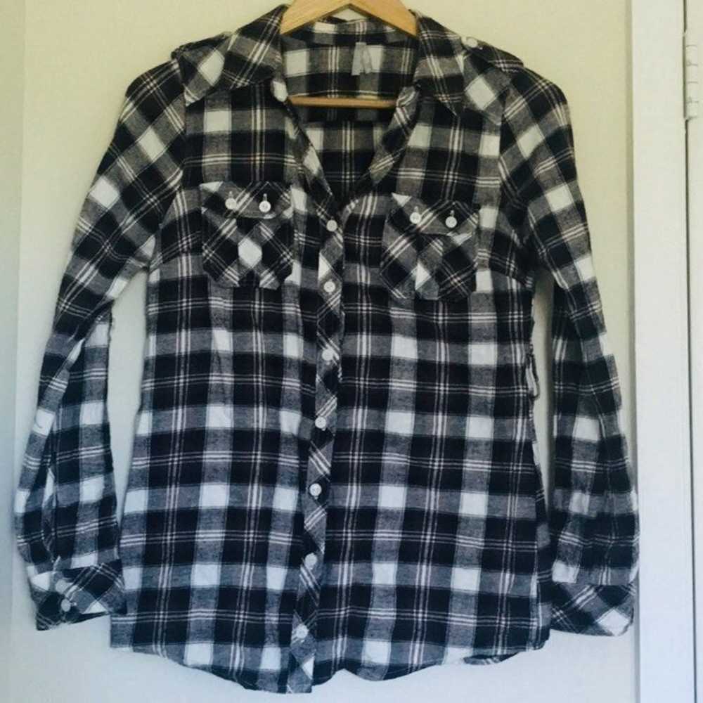 CHOCOLATE PLAID BUTTON DOWN SHIRT - image 3