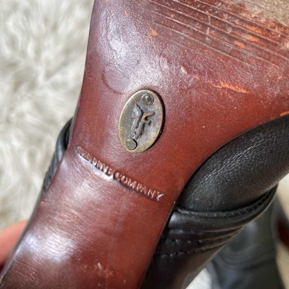 Frye Black Leather Heeled Ava Button Flap Heeled … - image 7