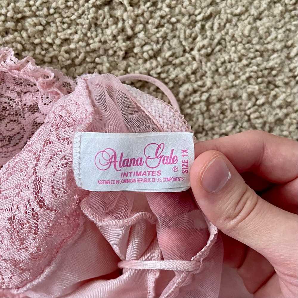 Vintage Princess Pink Lace Rose Sheer Lingerie Top - image 6