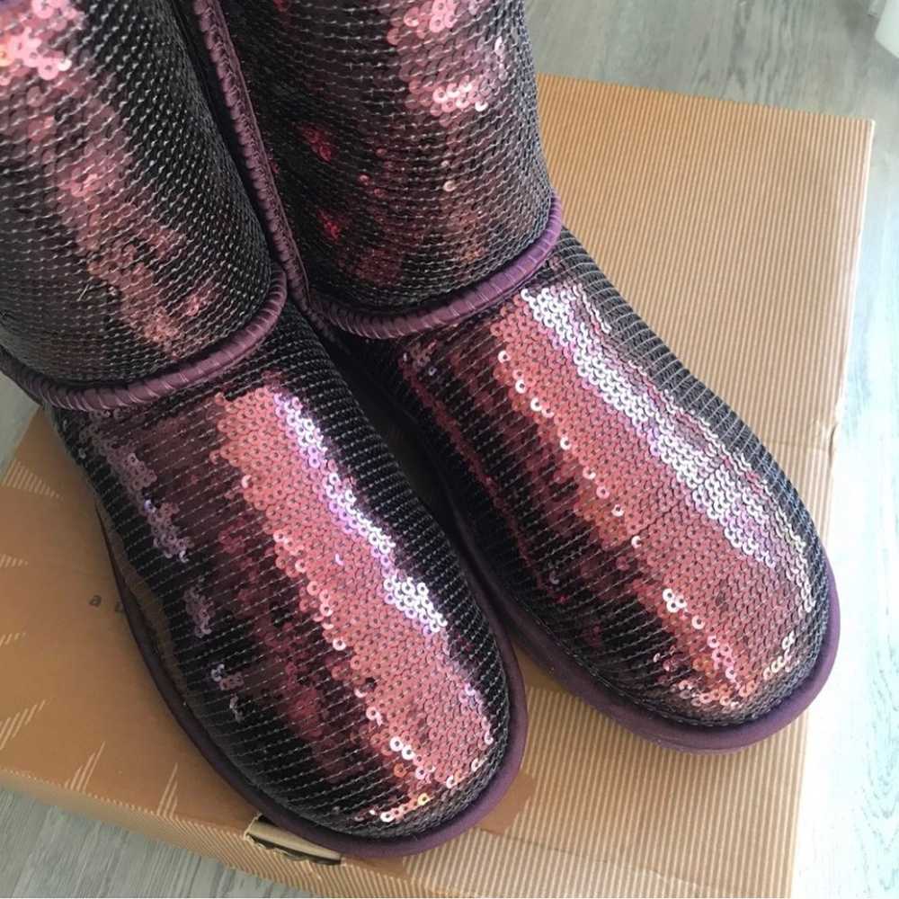 Ugg sparkle burgurdy sequin fur Boots - image 1