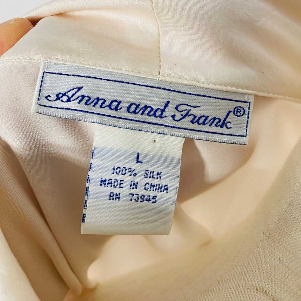 VINTAGE Anna & Frank Silk Blouse Size Large Pale … - image 7