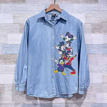 Disney Mickey Mouse Vintage 90s Graphic Denim Shi… - image 1