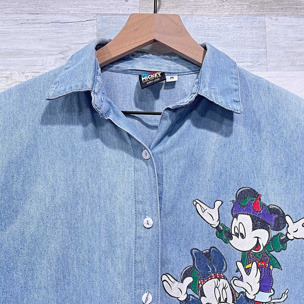 Disney Mickey Mouse Vintage 90s Graphic Denim Shi… - image 2