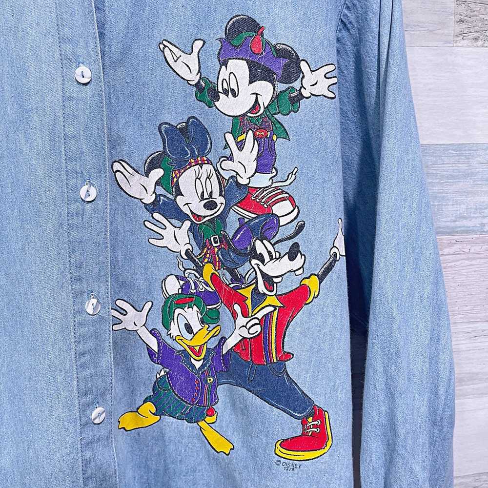 Disney Mickey Mouse Vintage 90s Graphic Denim Shi… - image 3