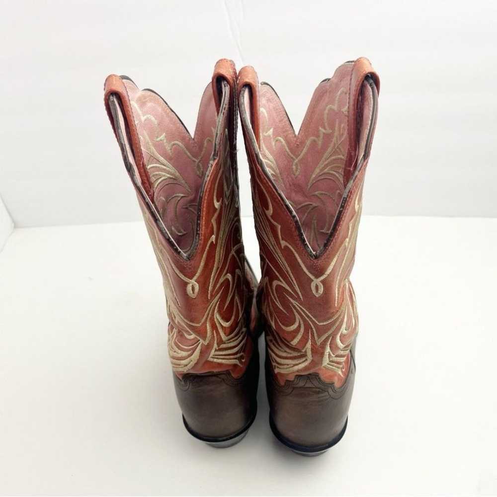 ARIAT Heritage Brown Leather Pink Embroidered Poi… - image 12