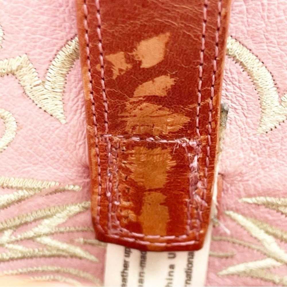 ARIAT Heritage Brown Leather Pink Embroidered Poi… - image 5