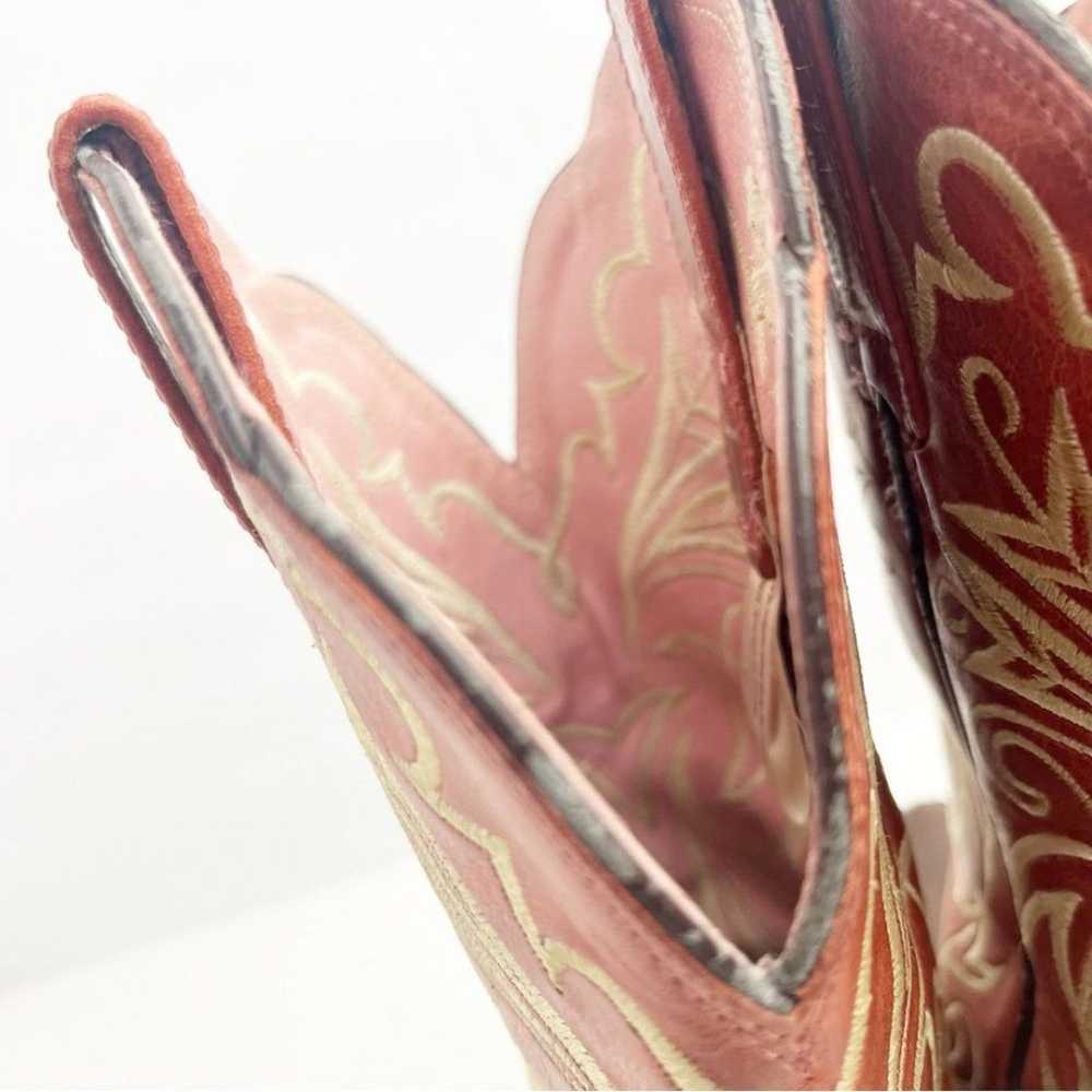 ARIAT Heritage Brown Leather Pink Embroidered Poi… - image 6