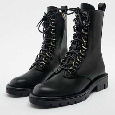 Zara Lace-Up Leather Ankle Boots