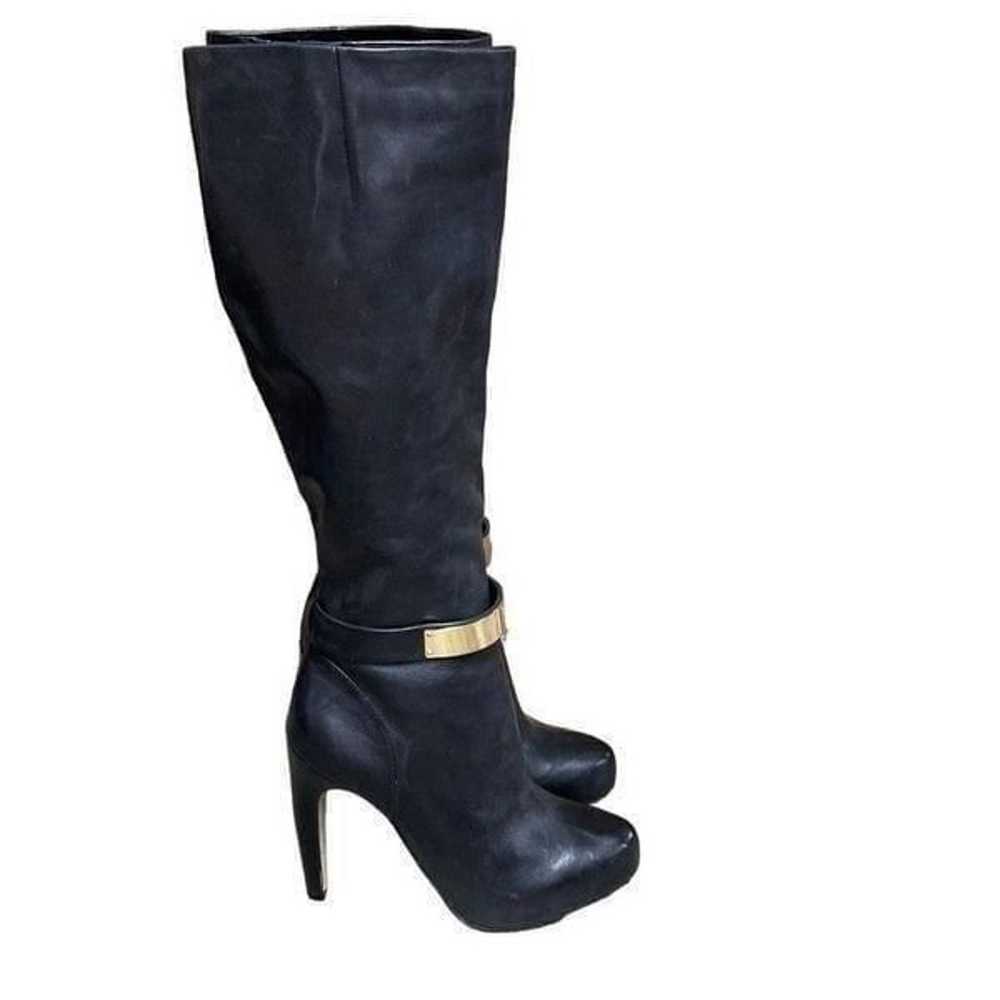 Sam Edelman Klara Black Leather Gold Buckle Knee … - image 1