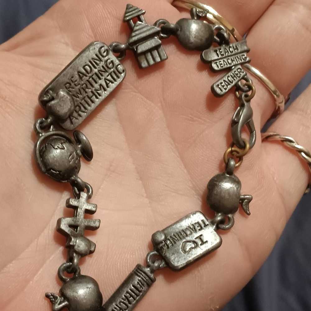 Vintage pewter teacher bracelet - image 2