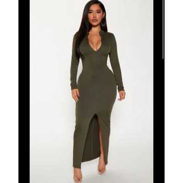 Designer FASHION NOVA Zaia Green Mockneck Zipper … - image 1