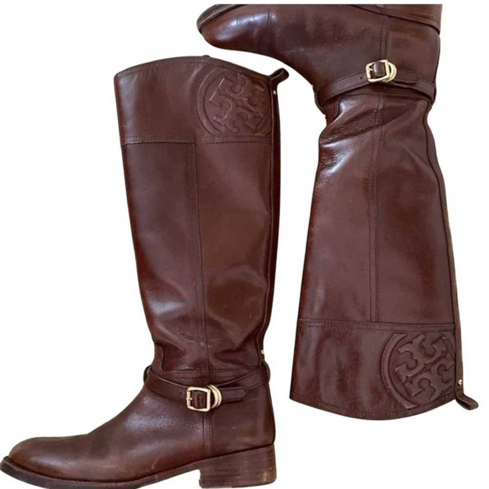 Tory Burch Marlene Leather Brown Riding Boots - image 1