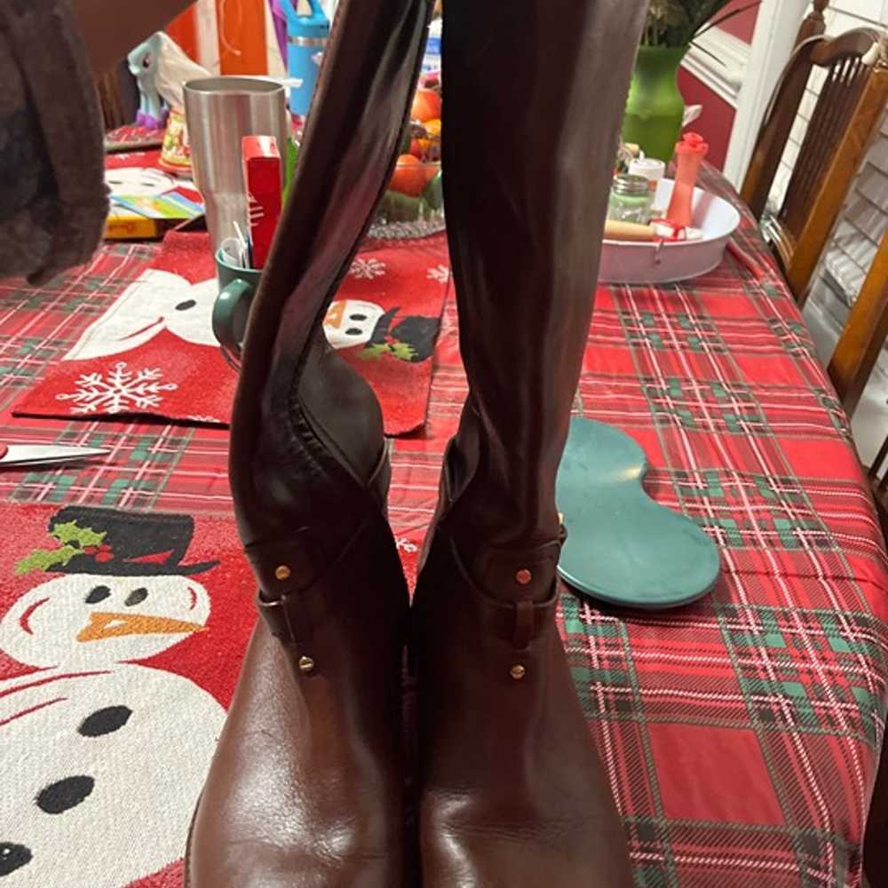 Tory Burch Marlene Leather Brown Riding Boots - image 5