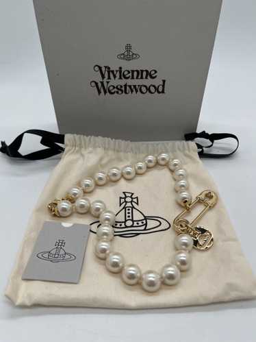 Vivienne Westwood Pearl Safety Pin Choker Necklace