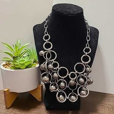 Unbranded Beaded Bib Necklace Silver Tone Ladies … - image 1