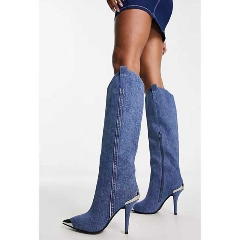 Jeffrey Campbell By Golly Knee High Denim Western… - image 1