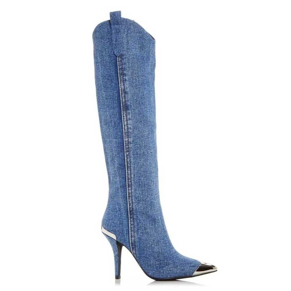 Jeffrey Campbell By Golly Knee High Denim Western… - image 2