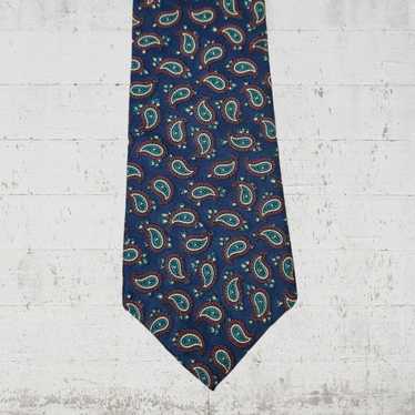 Vintage Vintage Navy Paisley Print 80s London Nec… - image 1