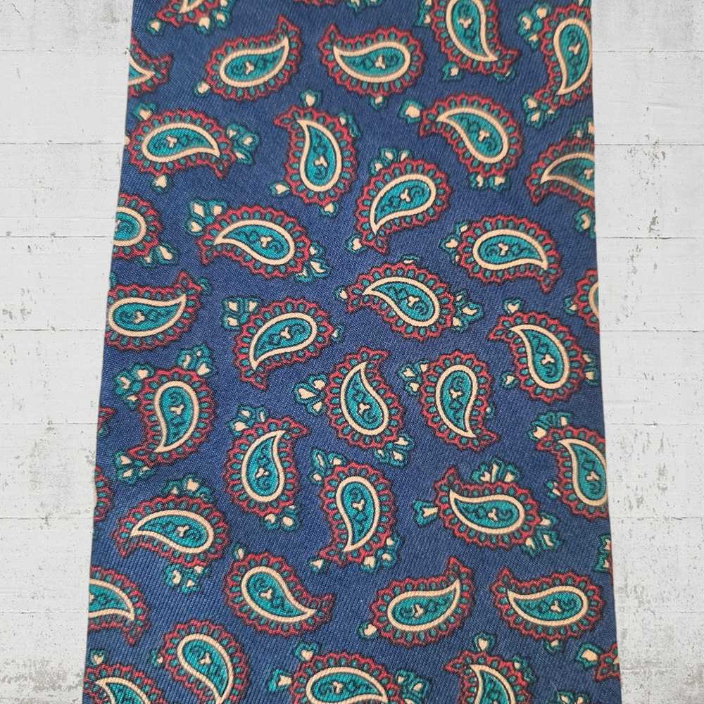 Vintage Vintage Navy Paisley Print 80s London Nec… - image 3