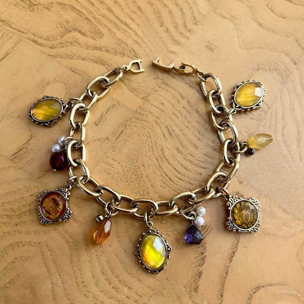 Liz Claiborne Vintage Signed LC Charm Bracelet Go… - image 2